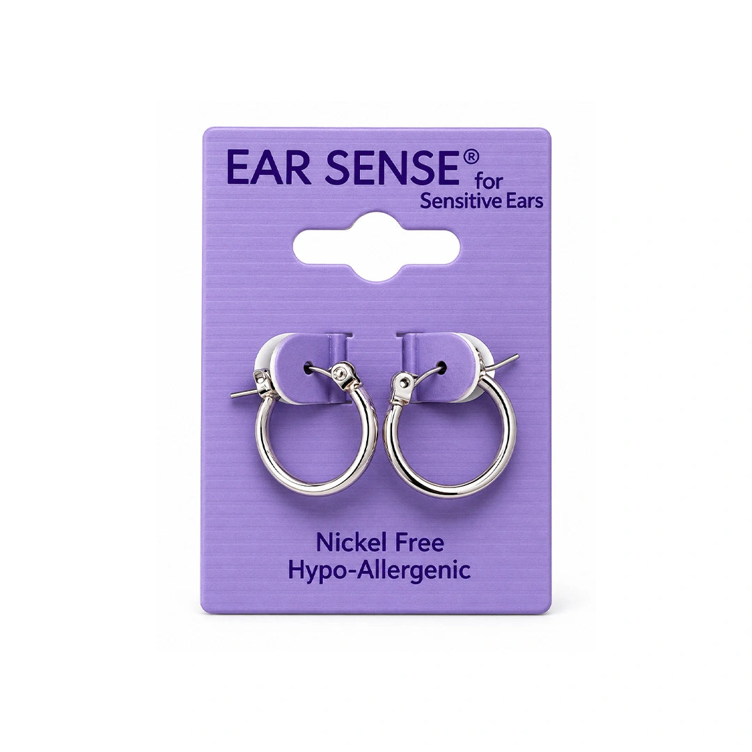 Ear Sense K10 Silver Horseshoe Click Hoop Studs
