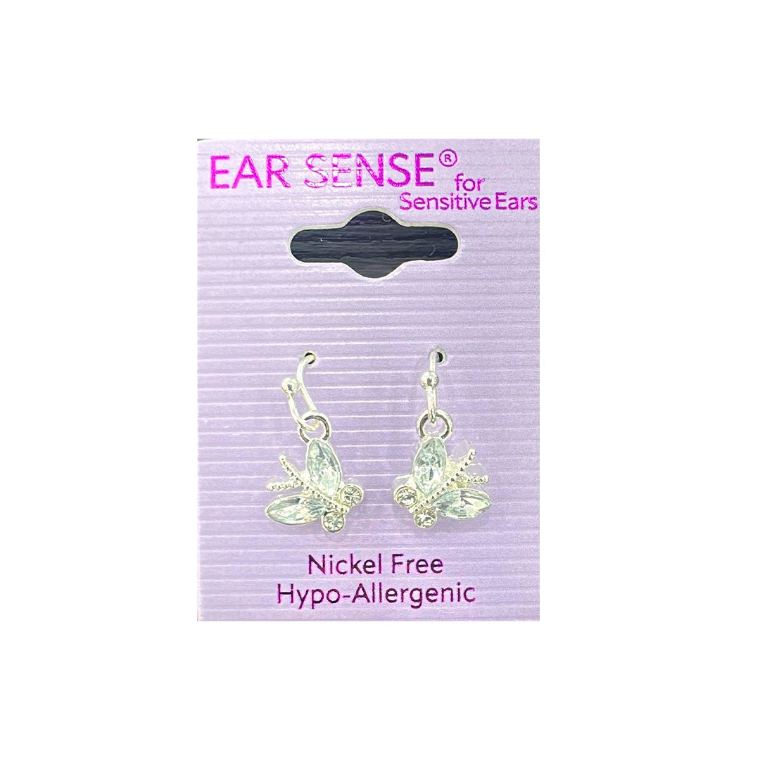Ear Sense K11 Clear Drop Butterfly Studs