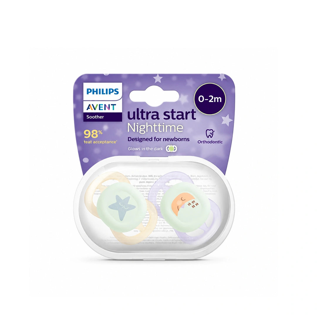 Avent Ultra Start Nighttime Soother 0-2 Month Girl 2'S -Scf075/07