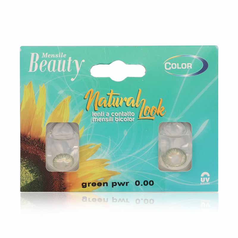 عدسات بيوتي الشهرية ثلاثية الألوان باللون الأخضر، قطعتان