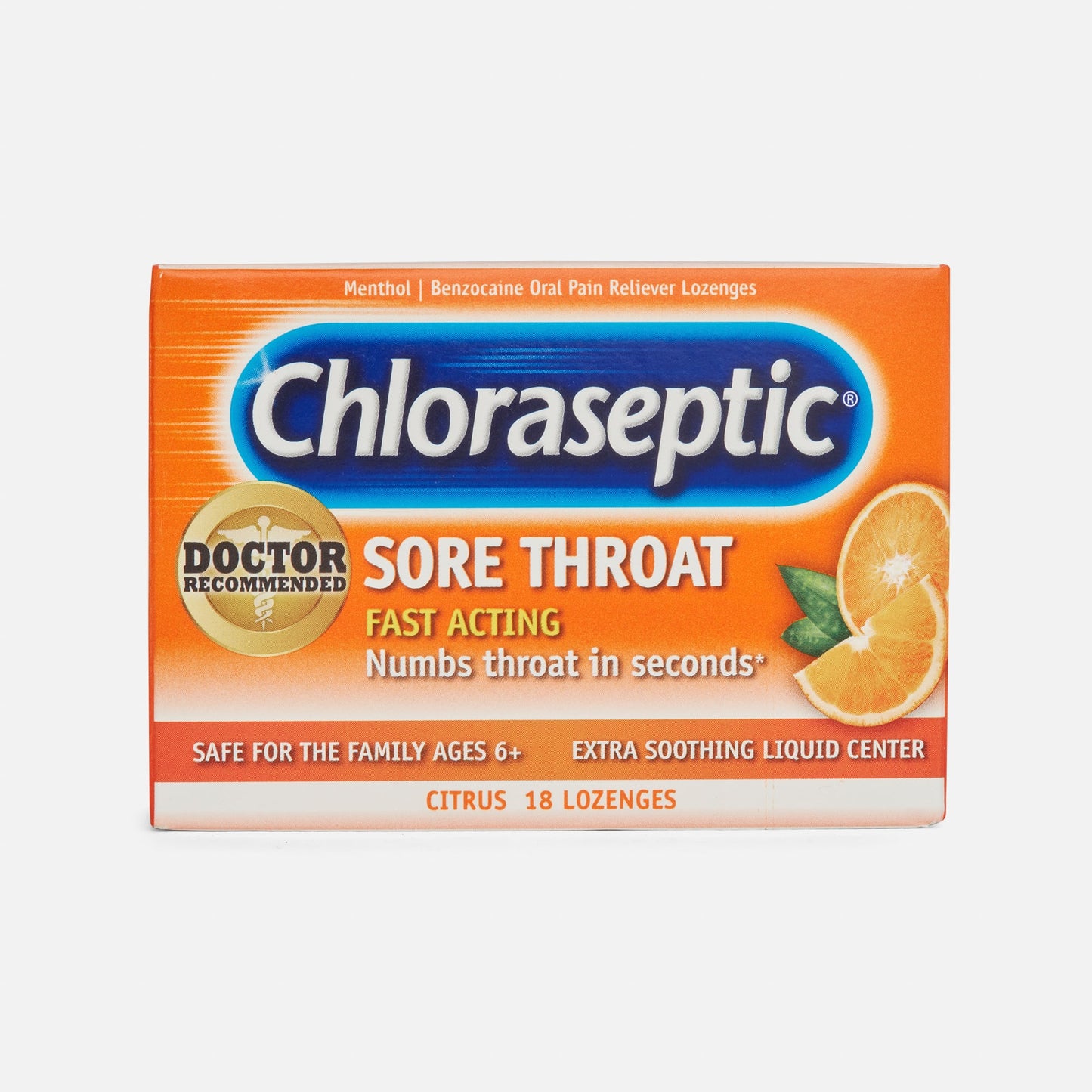 أقراص استحلاب الكلوراسيبتيك بنكهة الحمضيات 18 قرصًا