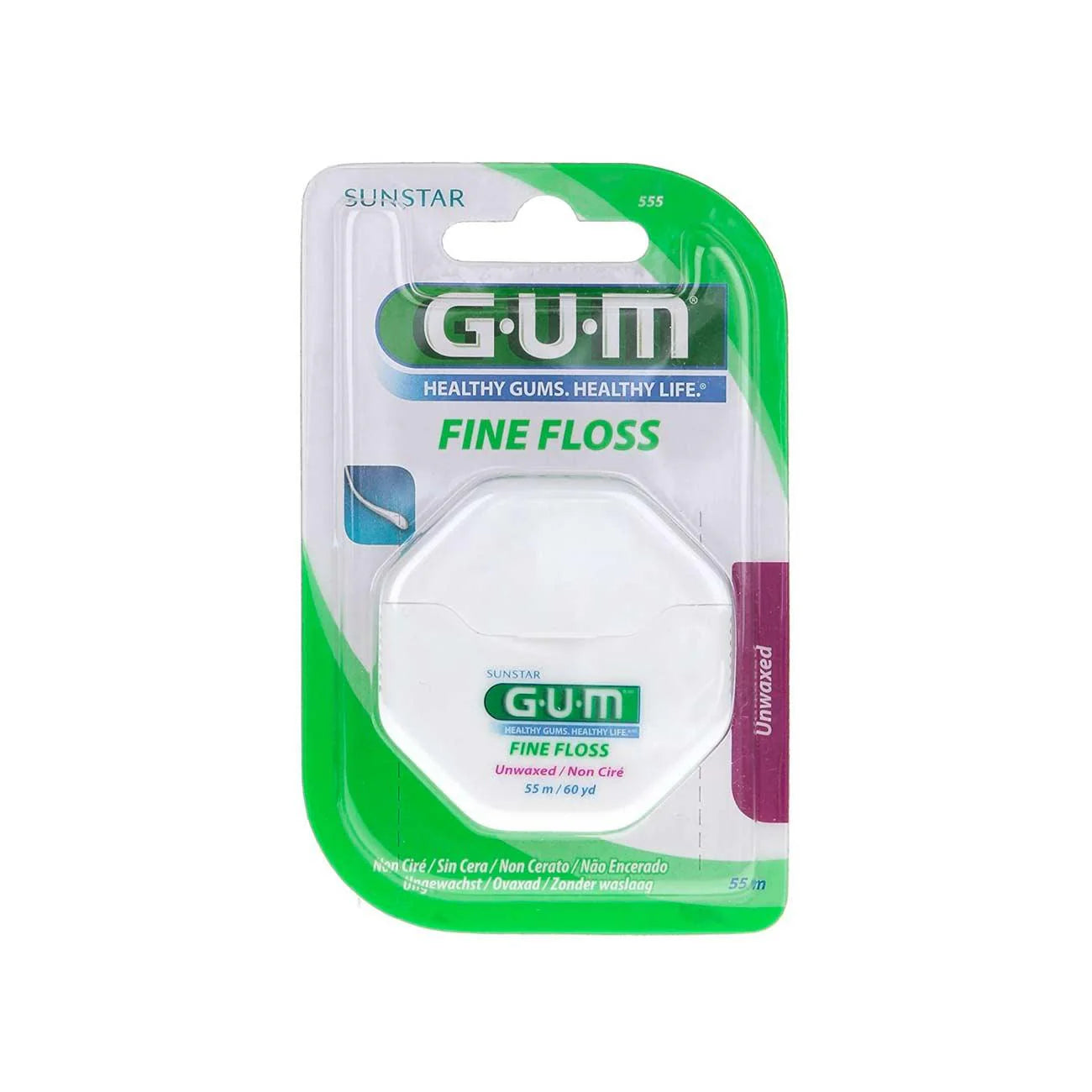 Gum Dental Fine Floss Unwaxed 555Ma