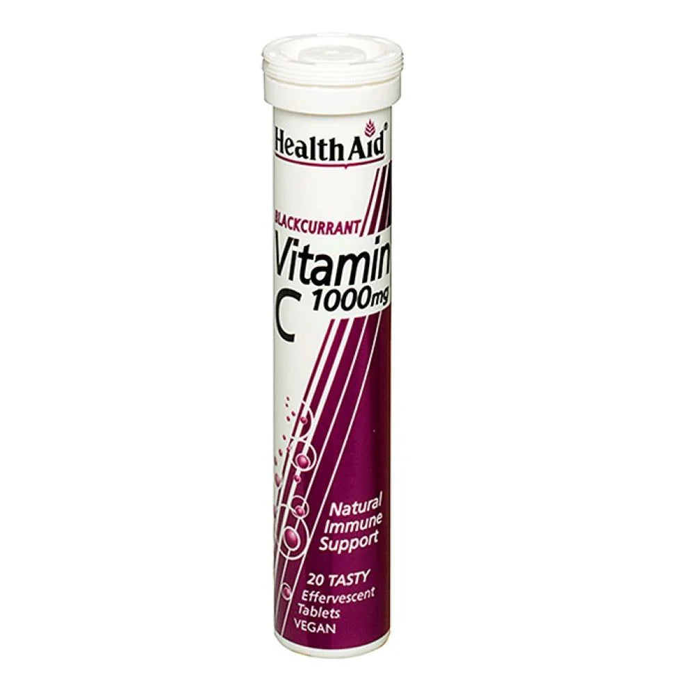 Health Aid Vitamin C 1000Mg Blackcurrant Effervescent Tablets 20'S