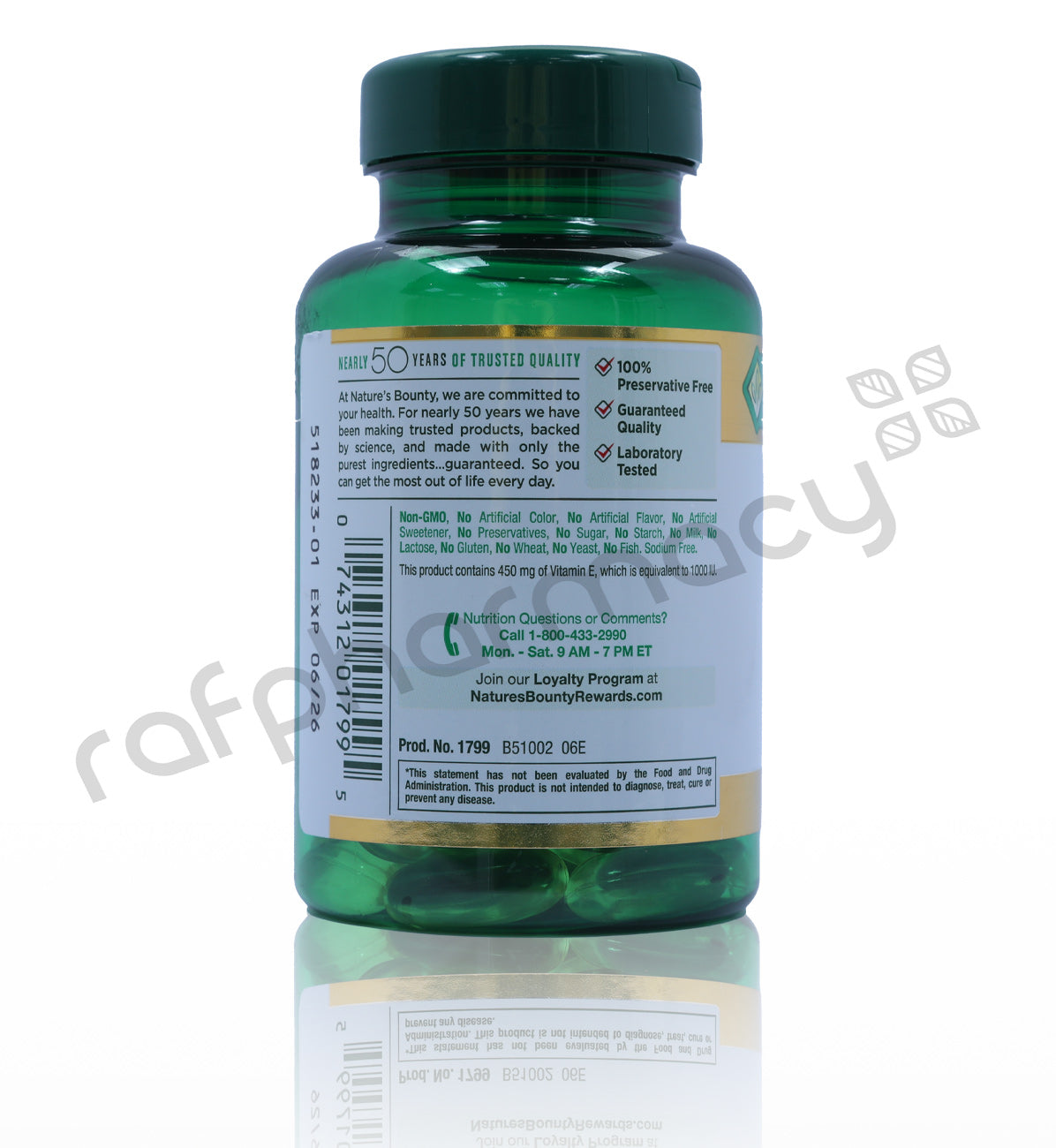 كبسولات ناتشرز باونتي- إي 1000 وحدة دولية نقية من دي إل ألفا، 60 كبسولة