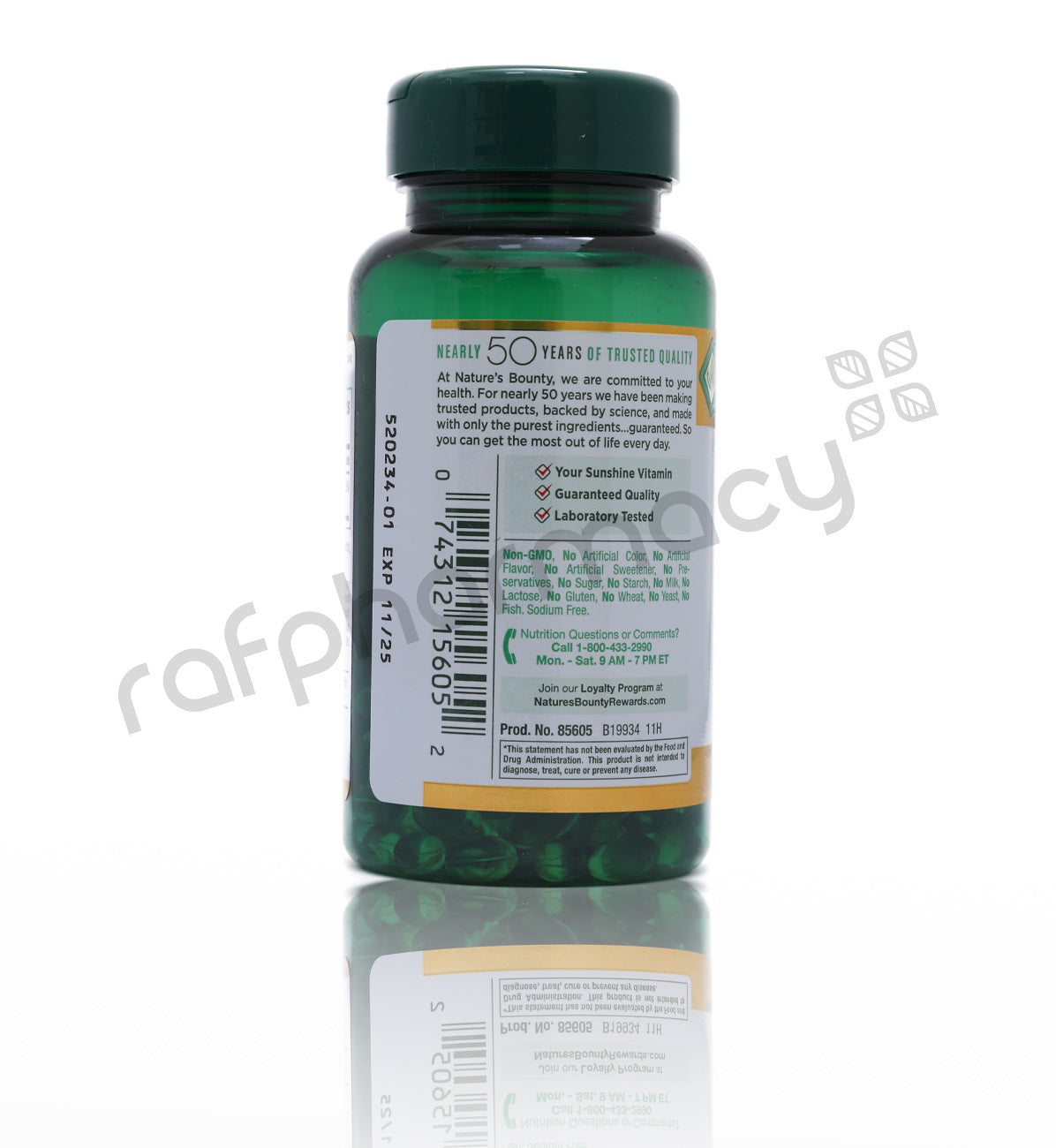 كبسولات فيتامين د3 عالية الفعالية من ناتشرز باونتي بتركيز 1000 وحدة دولية، 120 كبسولة