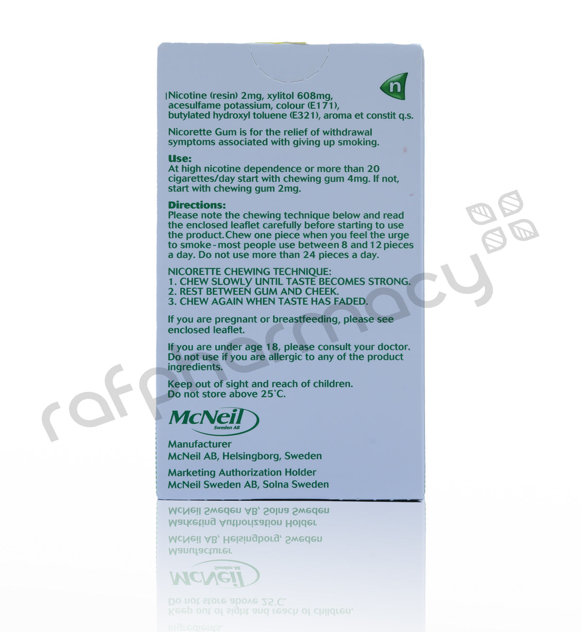 علكة نيكوريت بنكهة النعناع المنعش 2 ملجم، 30 قطعة