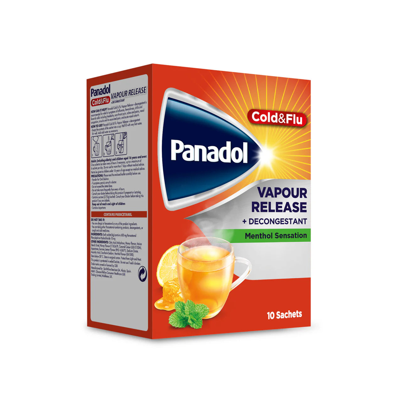 Panadol Cold & Flu Vapour Release Decongestant Sachets 10'S