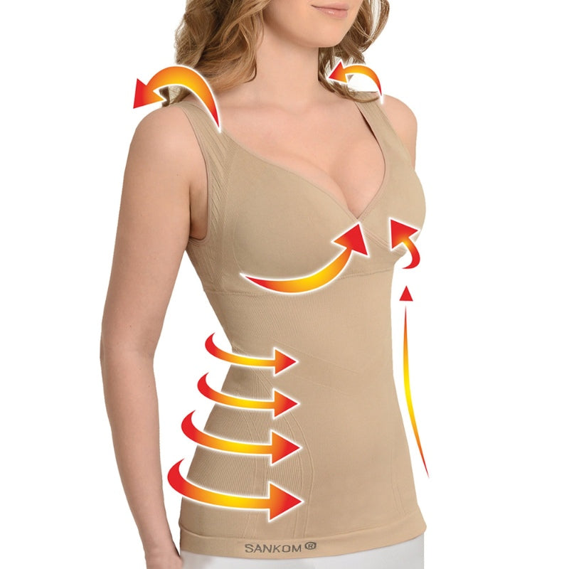 Sankom Functional Patent Vest With Bra Beige Color M And L