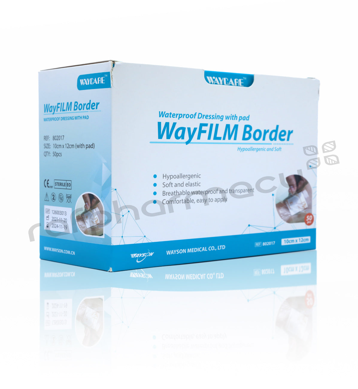 Waycare Waterproof Transparent Plaster 10x12 Cm 50'S