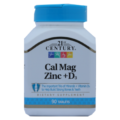 21st Century Calcium Magnesium Zinc + Vitamin D Tablets 90'S