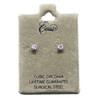 EARRS EB154 3MM SILVER CUBIC ZIRCONIA