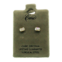 EARRS STUD RECTANGLE CUBIC ZIRCONIA