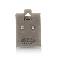 EARRS EB467-3X5 RECTANGLE SILVER CUBIC ZIRCONIA