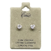 EARRS STUD HEART SHAPED SILVER CUBIC ZIRCONIA