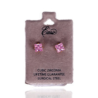 EARRS EB769-6X6 SQUARE PINK CUBIC ZIRCONIA