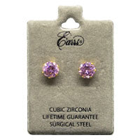 EARRS STUD PINK CUBIC ZIRCONIA