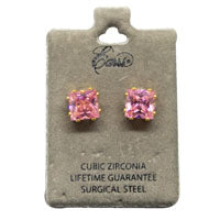 أقراط من الزركونيا المكعبة باللون الوردي