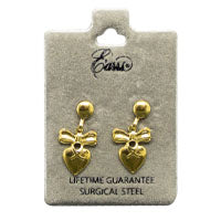 EARRS EB529PG HEART W/BOW DROP