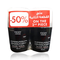 Vichy Deo Roll On Anti-Perspirant Homme Extreme Control 72h 50ml 2pcs