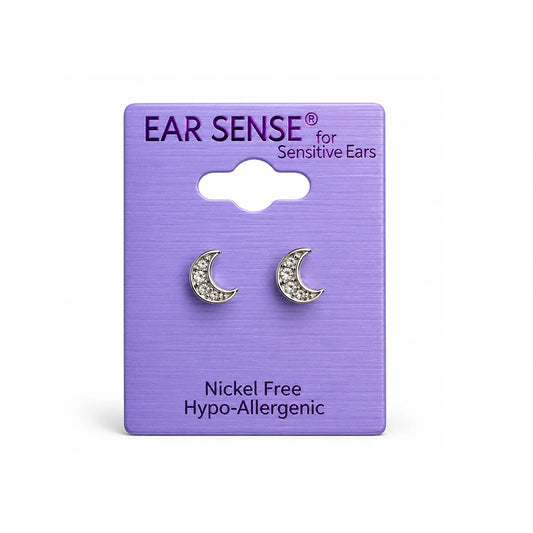 Ear Sense K3 Silver Encrusted Moon Studs