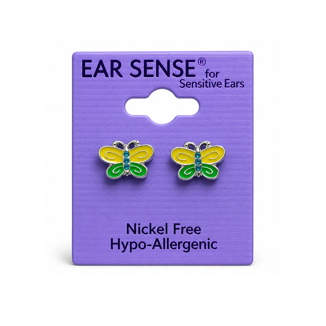 Ear Sense K7 Yellow & Green Butterfly Studs