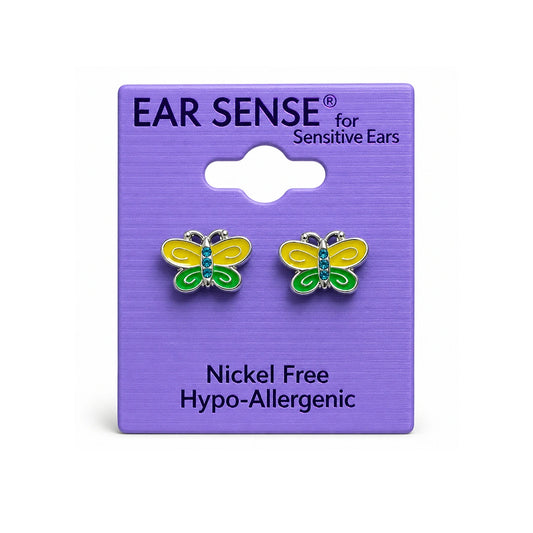 Ear Sense K7 Yellow & Green Butterfly Studs