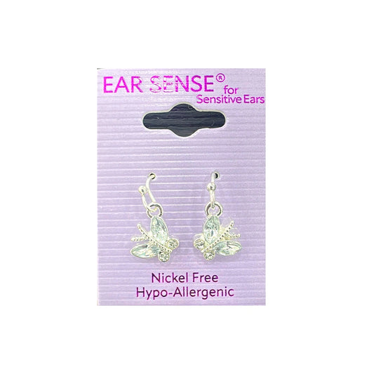 Ear Sense K11 Clear Drop Butterfly Studs
