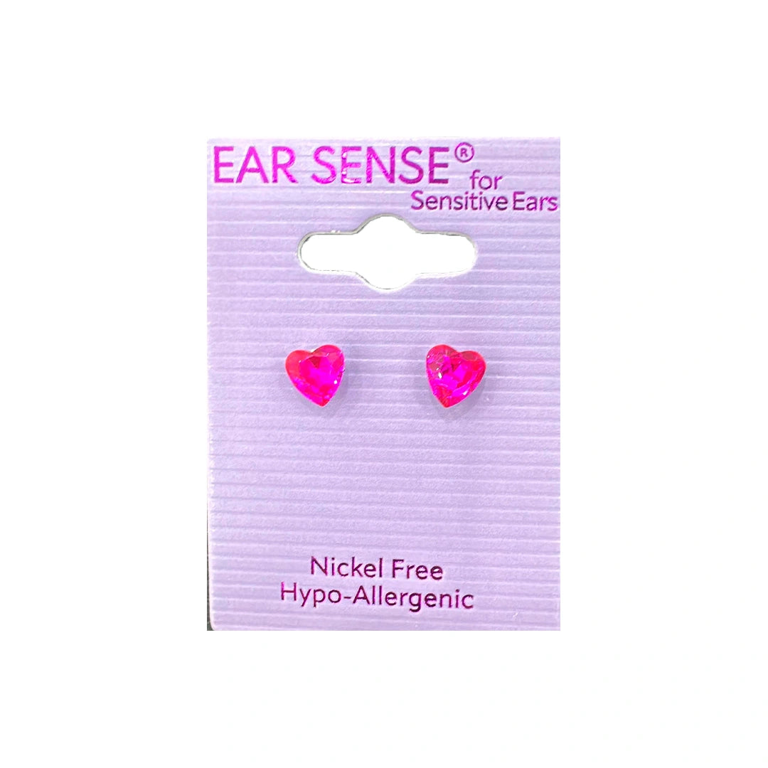 Ear Sense K15 6mm Pink Crystal Heart Studs