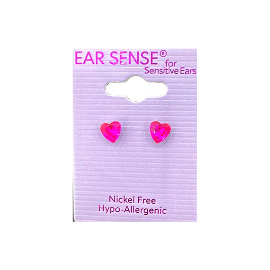 Ear Sense K15 6mm Pink Crystal Heart Studs