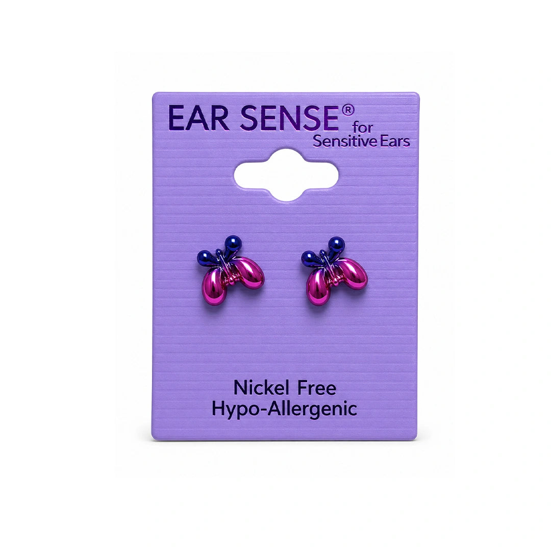 Ear Sense K17 Silver Butterfly Purple/ Blue Cols Studs