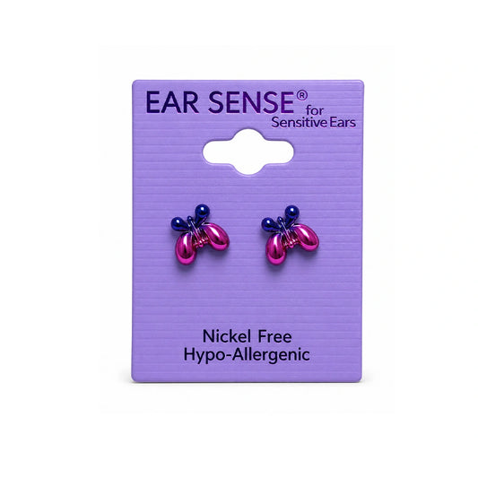 Ear Sense K17 Silver Butterfly Purple/ Blue Cols Studs