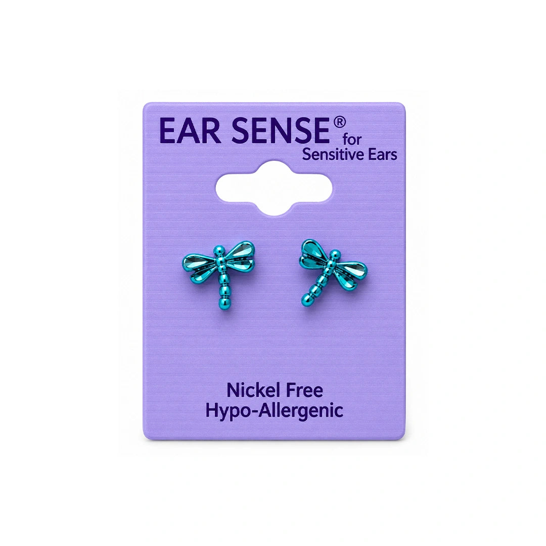 Ear Sense K23 Silver Dragon Blue/ Green Col Studs