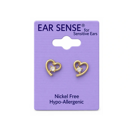 Ear Sense K34 Gold Heart With Clear Crystal Insert