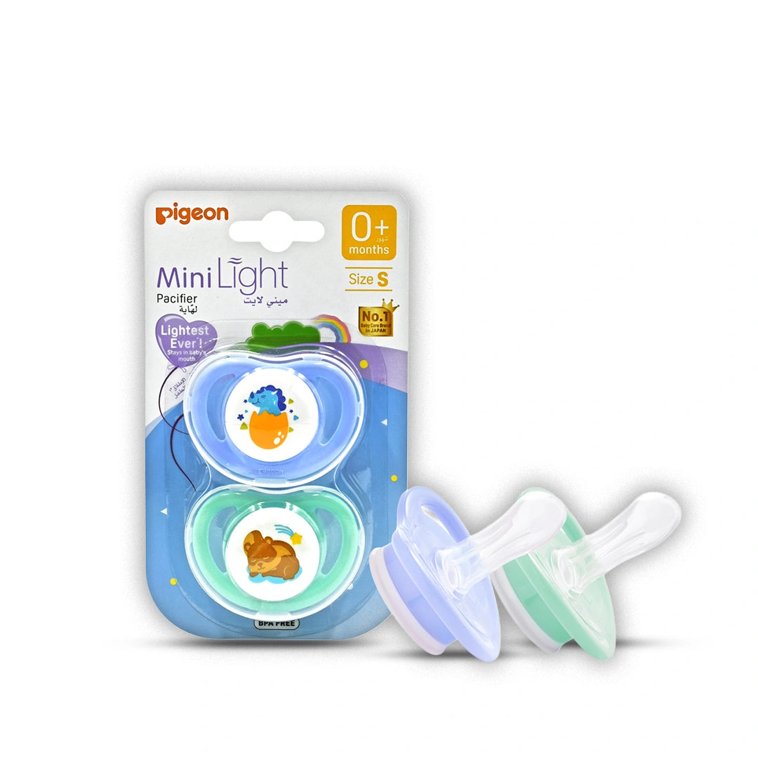 PIGEON MINILIGHT PACIFIER DINO EGG & SQUIRREL 0+ MONTHS (S) 2'S #79912