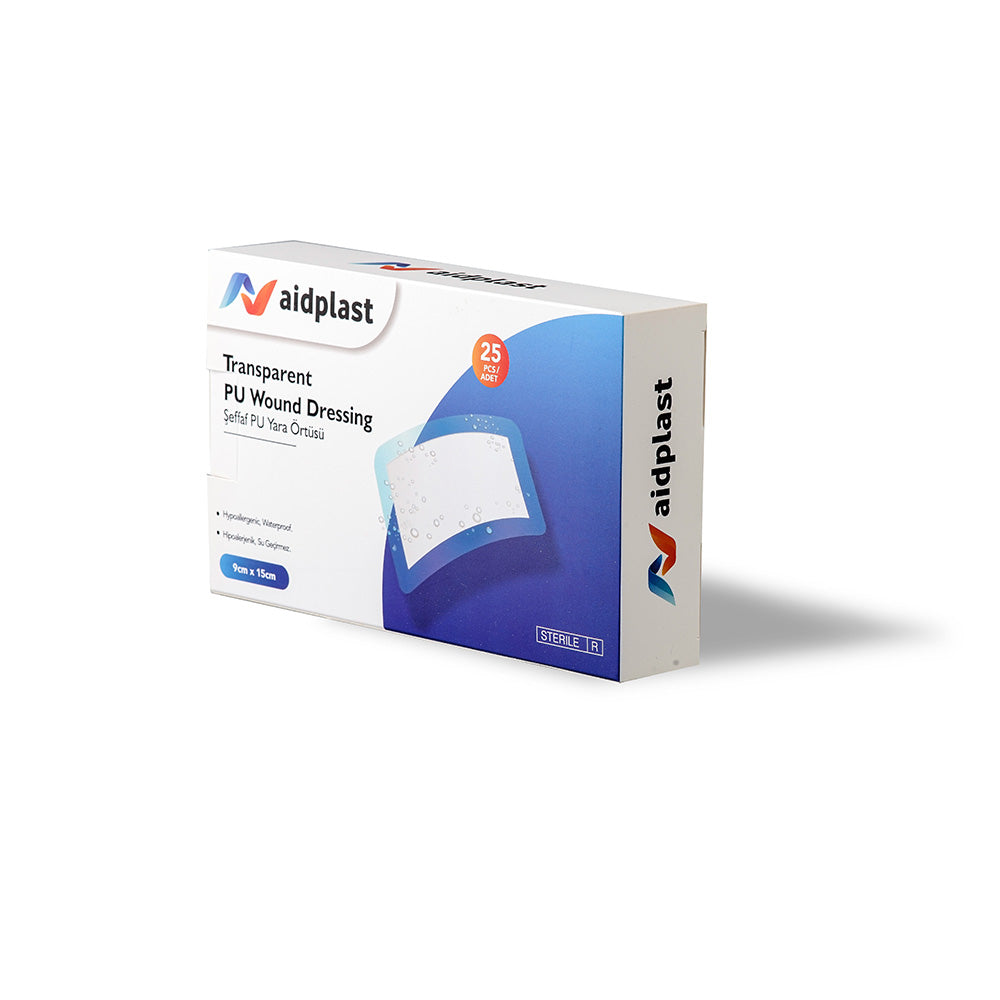 Aidplast Sterile Transparent Wound Dressing Plaster 9cmx15cm 25'S V6115p