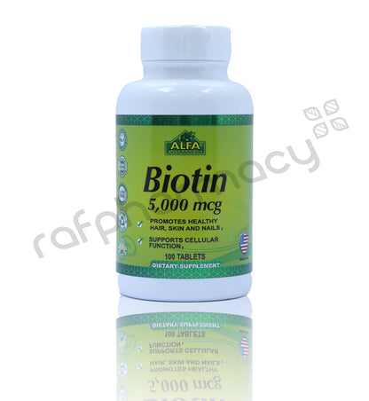 Alfa Biotin 5000Mcg Tab 1X100's