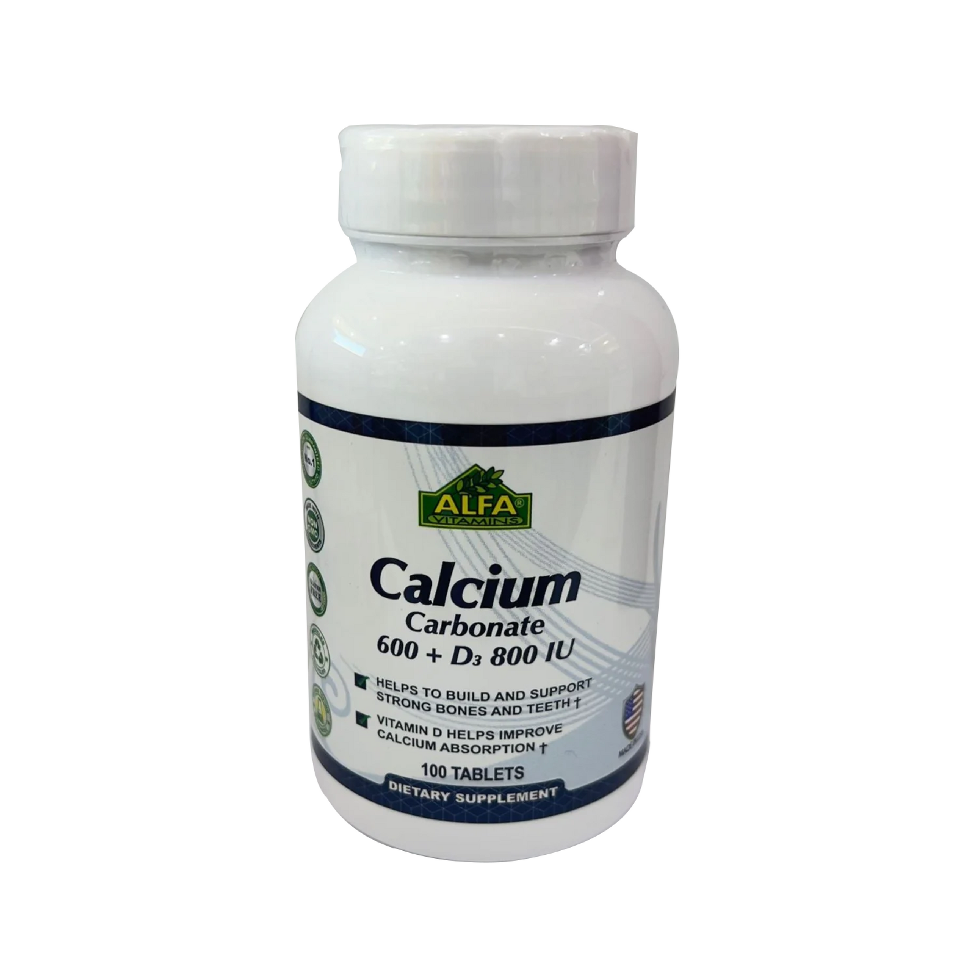 أقراص ألفا كربونات الكالسيوم 600+D3 800 وحدة دولية 100 قرص