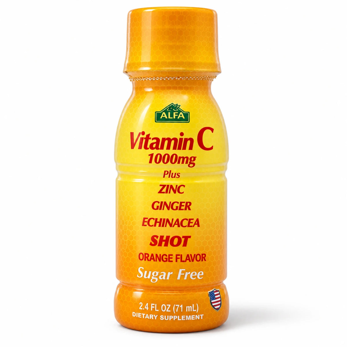 Alfa Vitamin C 1000mg Plus Zinc, Ginger, Echinacea Shot - Orange Flavor 71ml