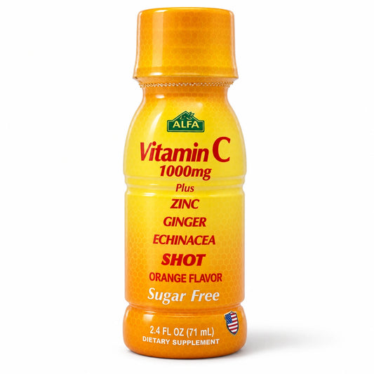 Alfa Vitamin C 1000mg Plus Zinc, Ginger, Echinacea Shot - Orange Flavor 71ml