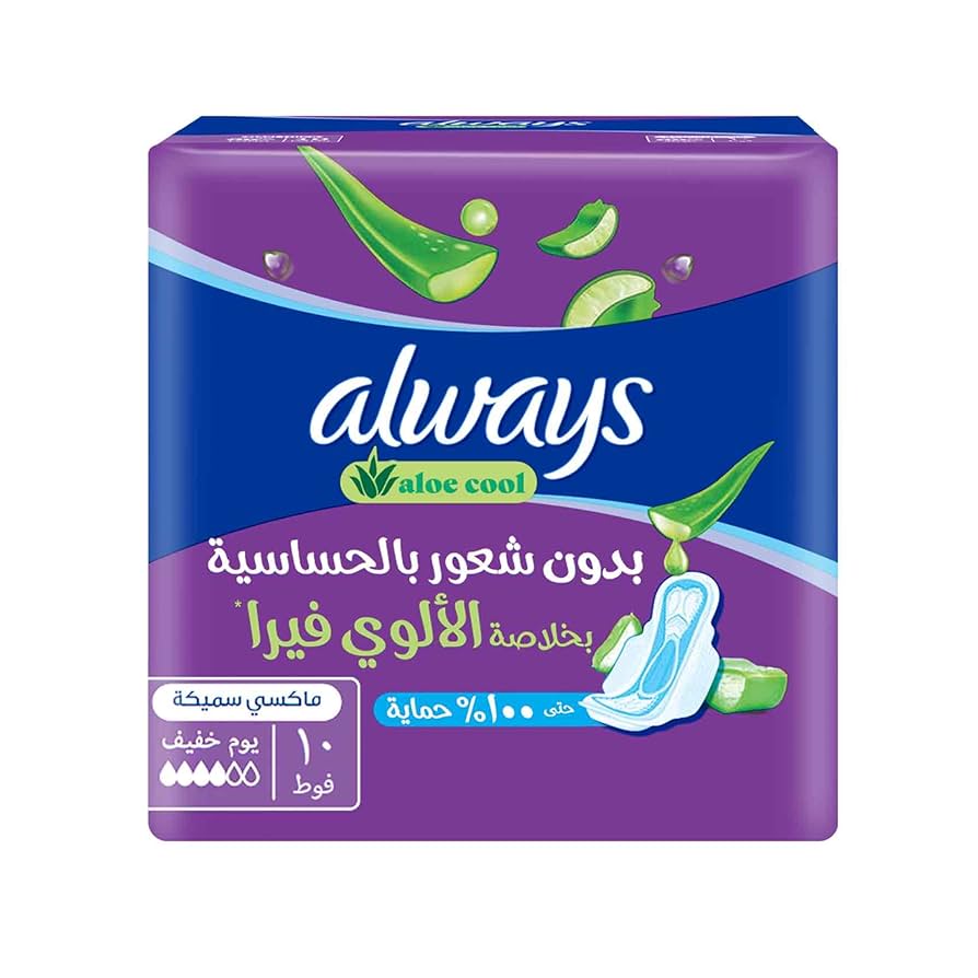 Always Maxi Thick Aloe Cool Pad 10'S