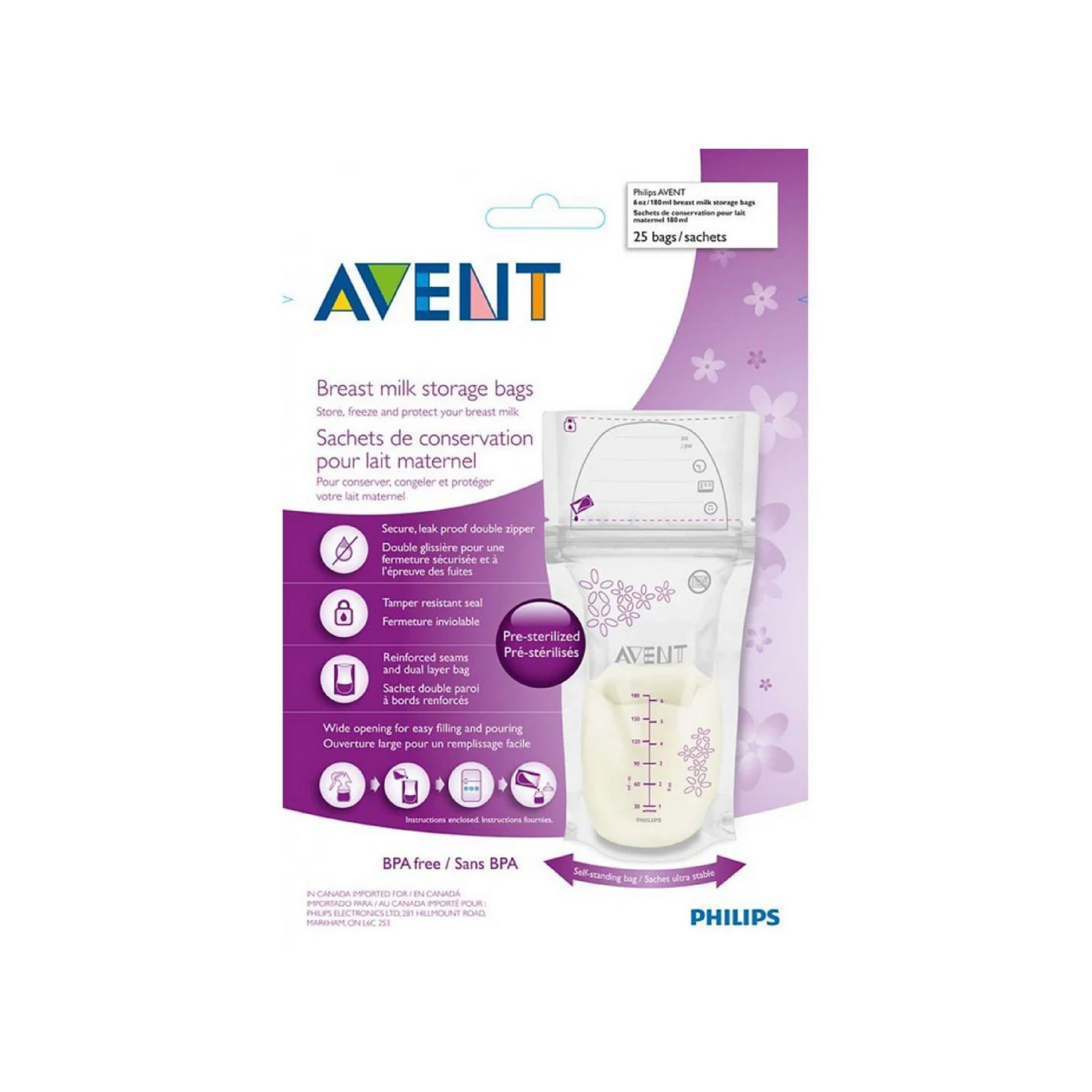 Avent Breast Milk Storage Bag 180Ml X 25'S