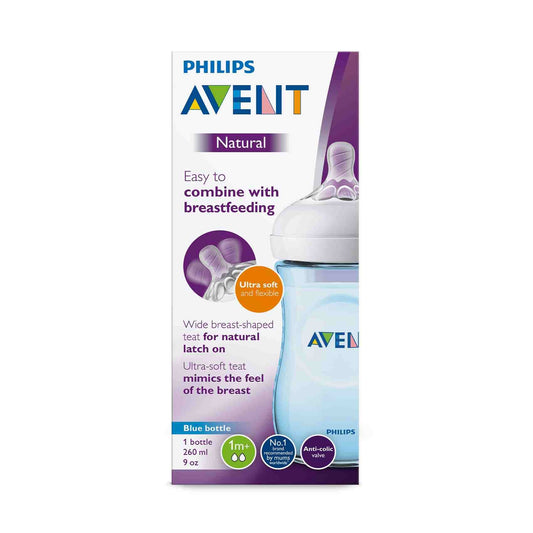 AVENT NATURAL FEEDING BOTTLE BLUE 260ML
