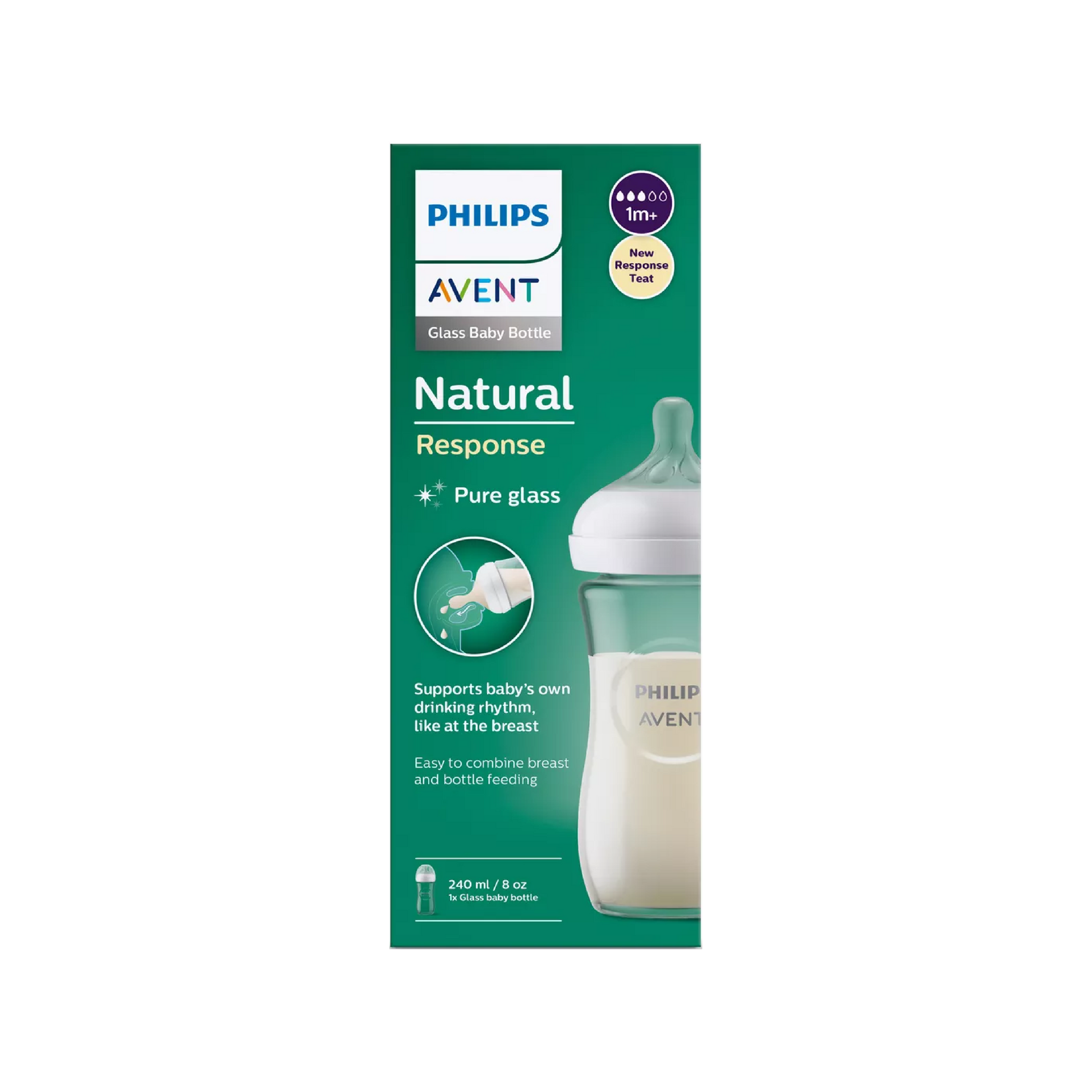 AVENT NATURAL FEEDING GLASS BOTTLE 240ML