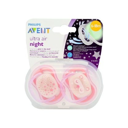 Avent Ultra Air Night(6-18M) Girl Soother 2'S
