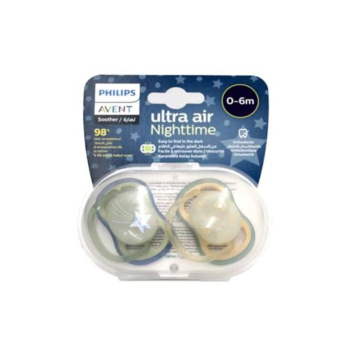 Avent Ultra Air Nighttime Soother 0-6 Month Boy 2'S -Scf376/18