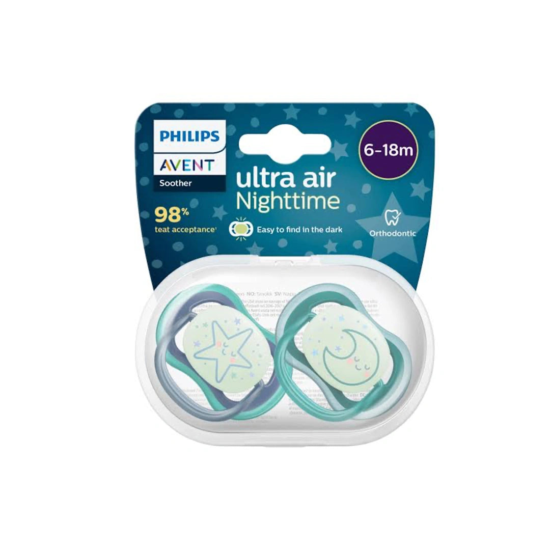 Avent Ultra Air Nighttime Soother 6-18 Month Boy 2'S -Scf376/13