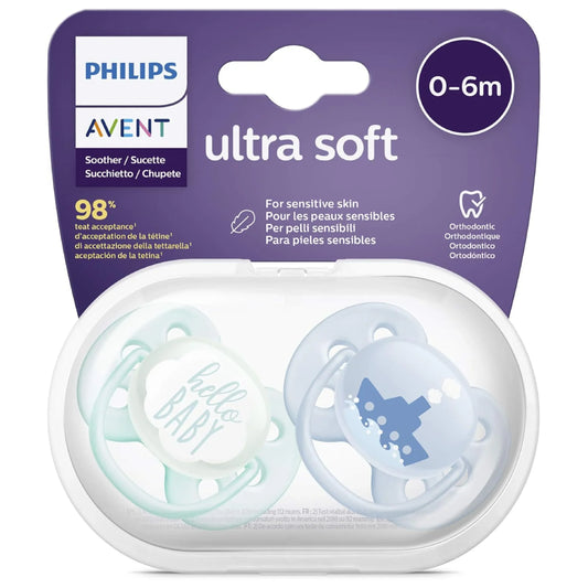 Avent Ultra Soft 0-6m Boy Soother 2'S