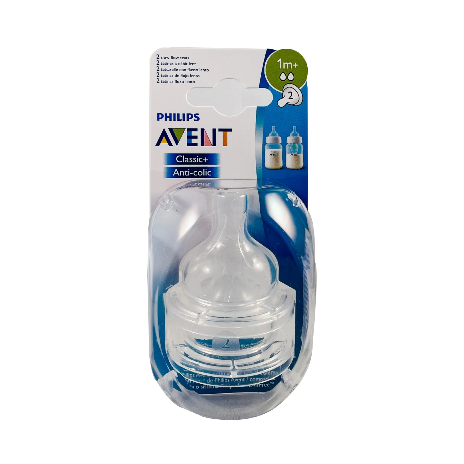 Avent(1 M) Classic+ Anti-Colic  F/Teats 2'S