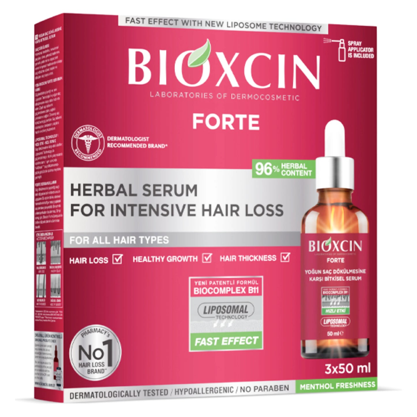 Bioxcin Forte Intensive Hairloss Herbal Spray Serum 3x50ml