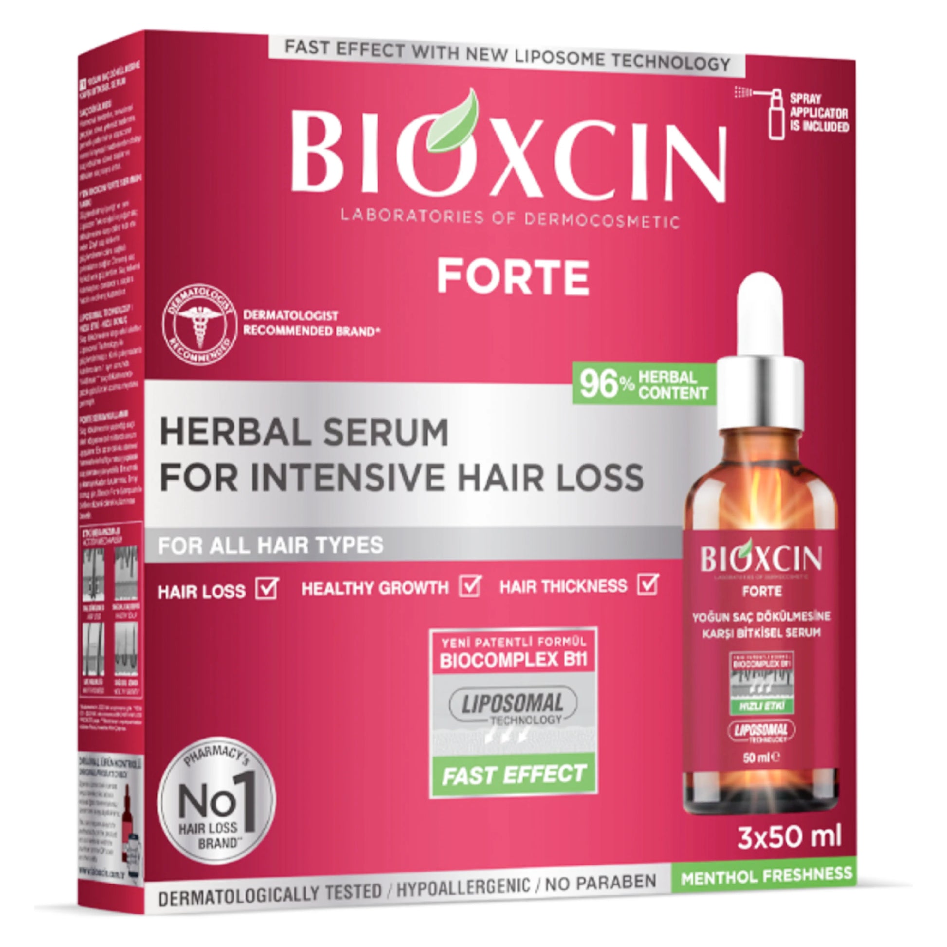 Bioxcin Forte Intensive Hairloss Herbal Spray Serum 3x50ml